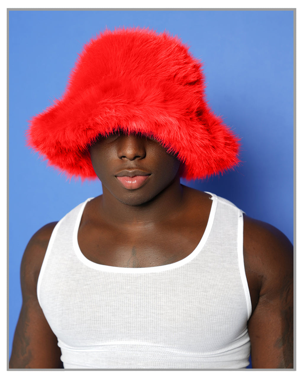 Red Fluffy Winter Bucket Hat
