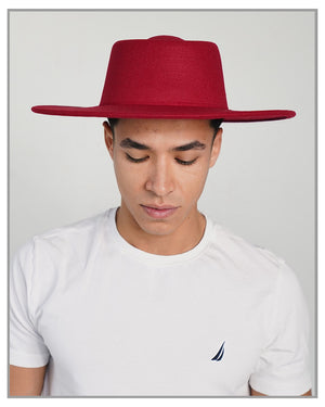 Red Garnet Boater Fedora Hat