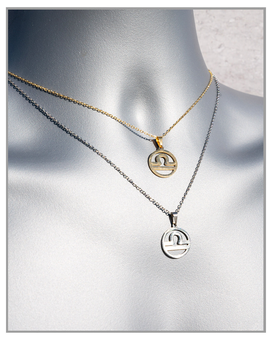 Gold Celestial Zodiac Necklace • Astrology Gold Coin Pendant • Libra Stainless Steel Necklace