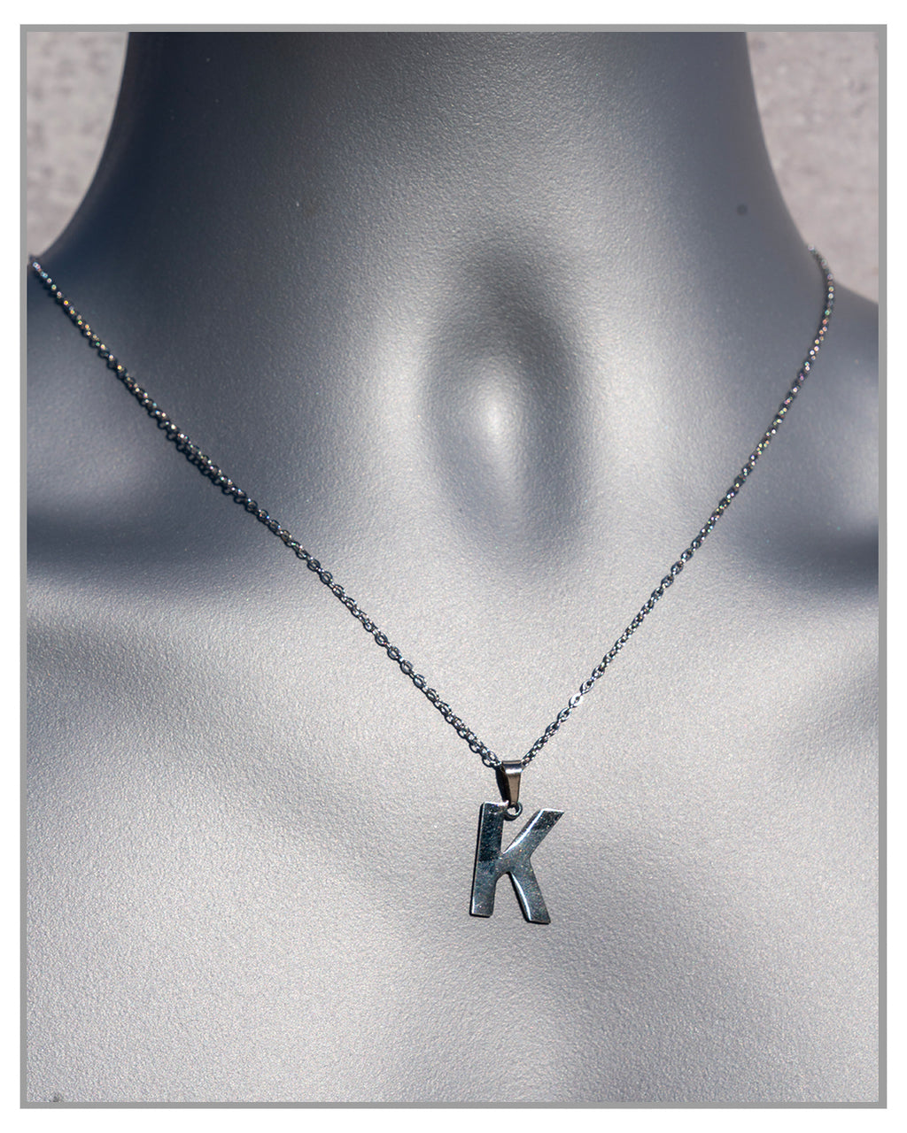 Silver K Initial necklace, Stainless Steel silver necklace, personalized jewelry, initial necklace, gift for her, letter necklace, name