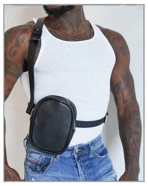 Sleek Black Leather Crossbody Bag