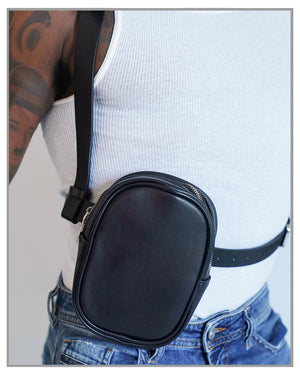 Sleek Black Leather Crossbody Bag