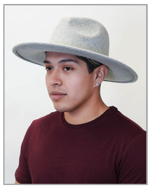 Stone Grey Wide Brim Fedora Hat