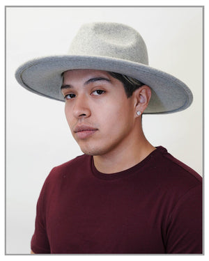 Stone Grey Wide Brim Fedora Hat