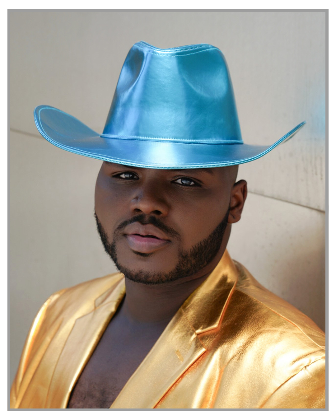 Metallic Blue Wide Brim Cowboy Hat