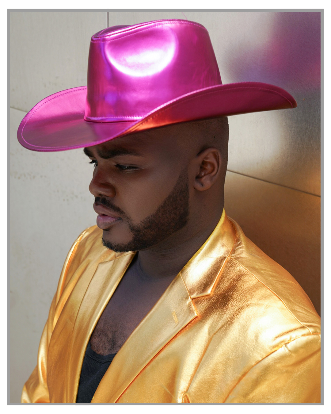Metallic Pink Wide brim Cowboy Hat