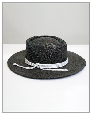 Straw Boater With Rope Detail - truthBlack