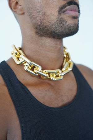 Gold Chunky Chain Choker - truthBlack