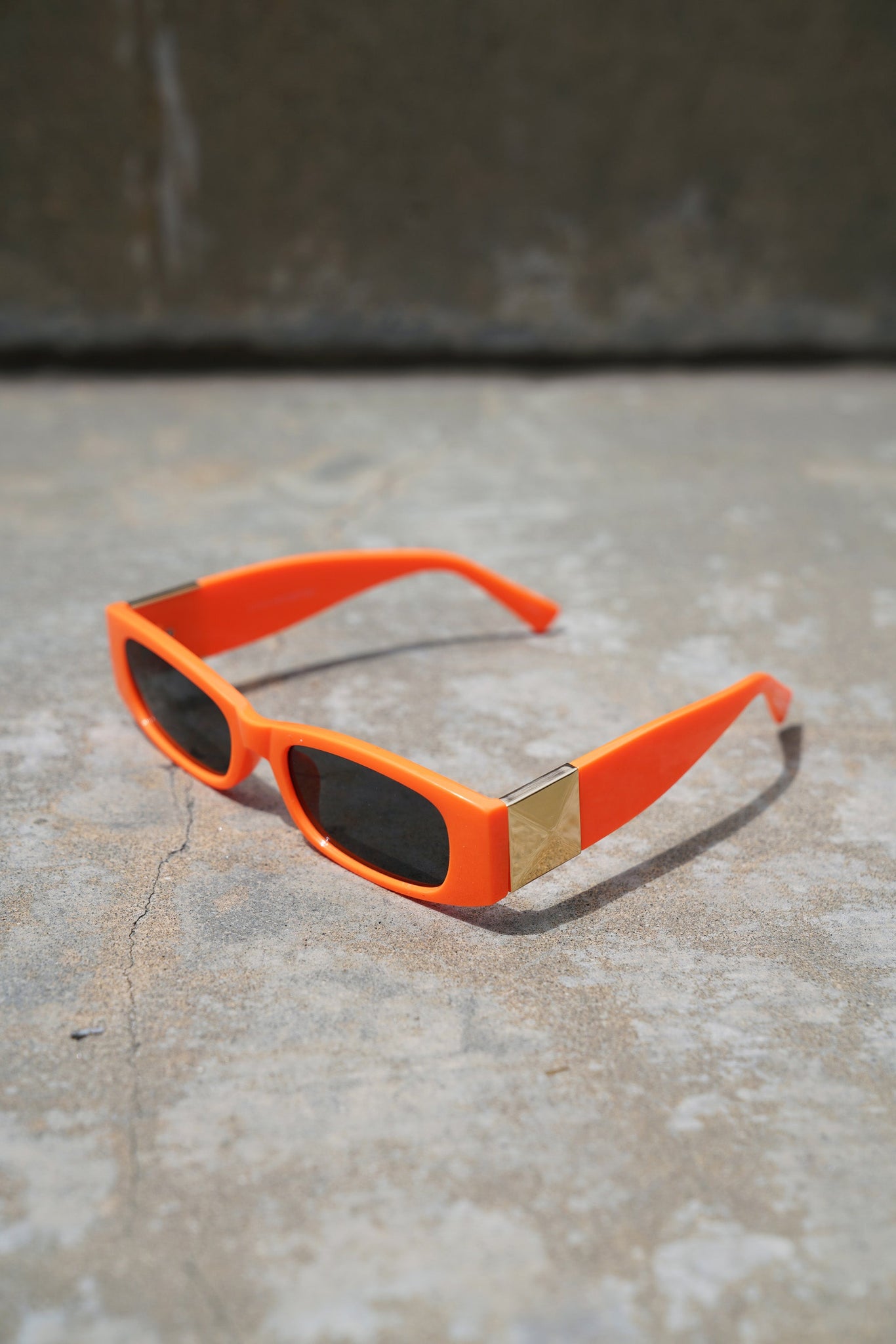 Electric Orange Chunky Lens Gold Detail Sunglasses - truthBlack