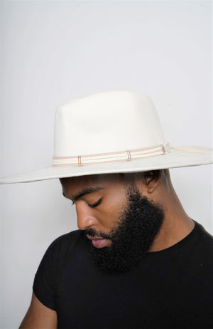 White Bolo Tied Ribbon Fedora - truthBlack