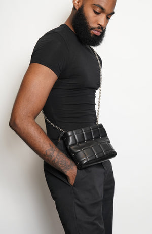 Black Vegan Padded Leather Bag - truthBlack