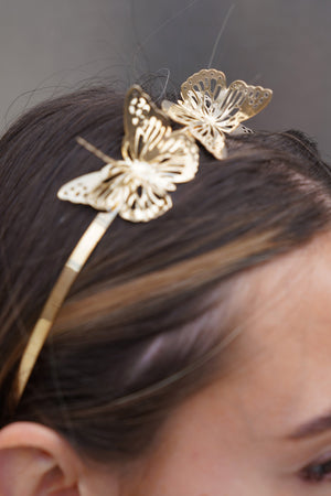 Gold Butterfly Headband - truthBlack