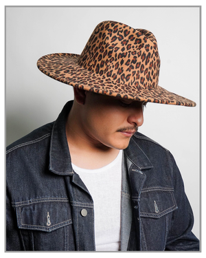 Cheetah Print Wide Brim Fedora - truthBlack