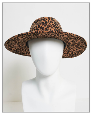 Cheetah Print Wide Brim Fedora - truthBlack