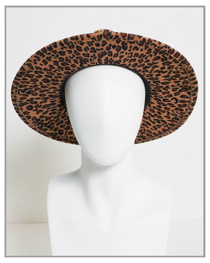 Cheetah Print Wide Brim Fedora - truthBlack