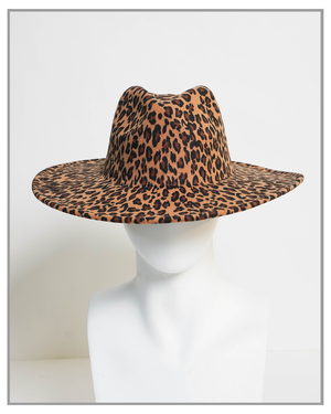 Cheetah Print Wide Brim Fedora - truthBlack