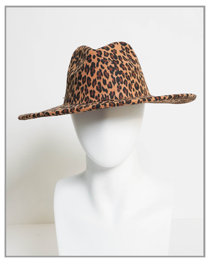 Cheetah Print Wide Brim Fedora - truthBlack