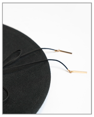 Black Boater Hat with Dangling Gold Tassels - truthBlack