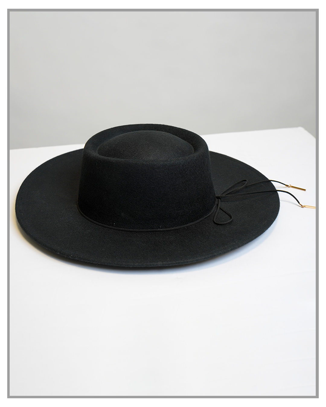 Black Boater Hat with Dangling Gold Tassels - truthBlack