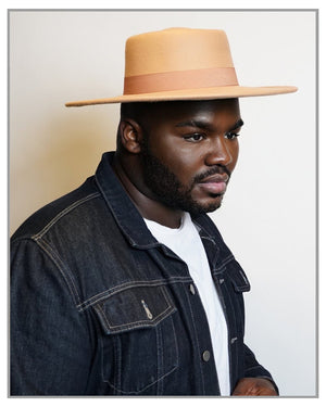 Apricot Boater Fedora with Ribbon