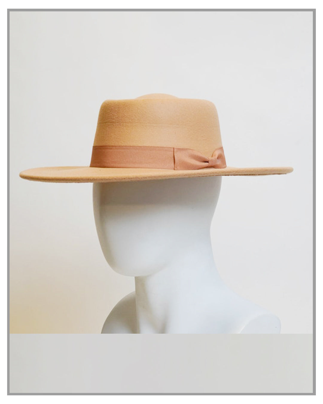 Apricot Boater Fedora with Ribbon