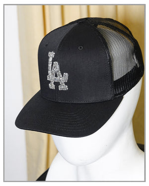 Black LA Bedazzled Trucker Hat