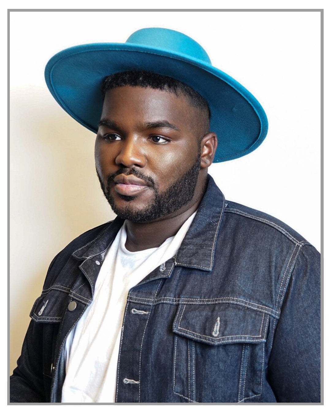 Blue Boater Fedora with Ribbon