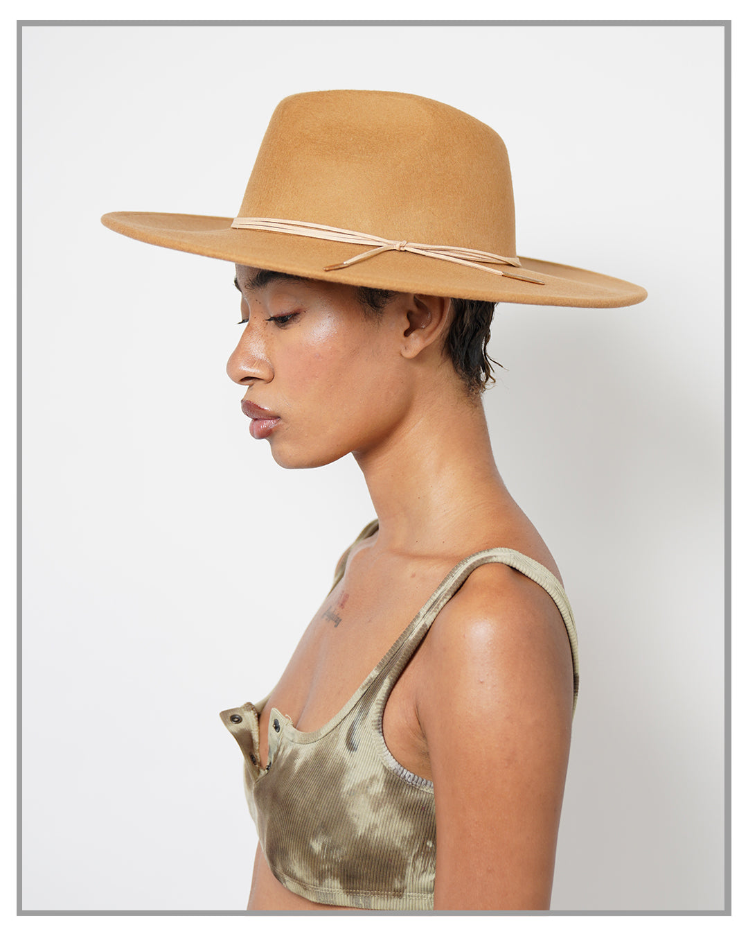 Camel Australian Wool Wide Brim Fedora Hat