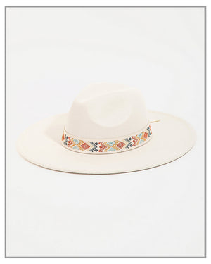 Colorful Boho Band White Fedora Hat