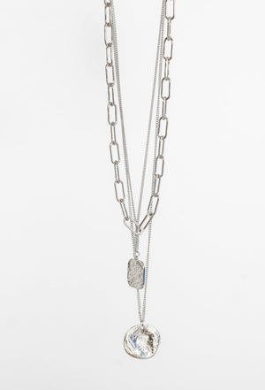 Lost Greece Layered Silver Necklace - truthBlack