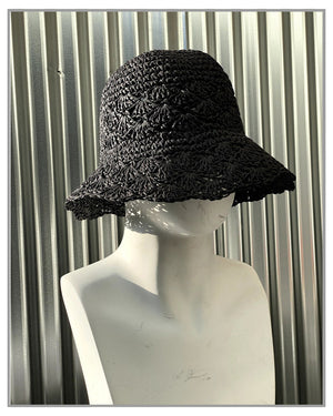 Handmade Crocheted Black Bucket Hat