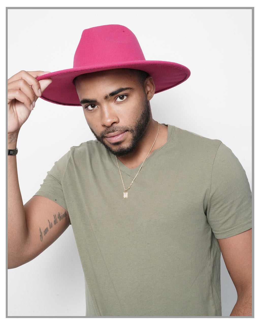 Hot Pink Wide Brim Fedora Hat