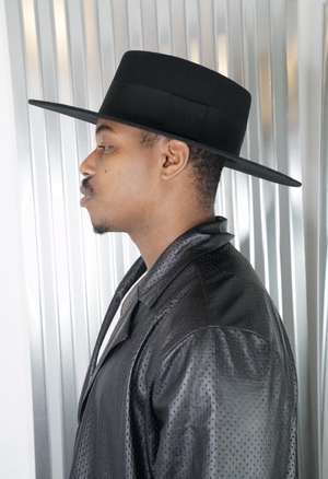 Wide Brim Fedora Boater Hat truthBlack