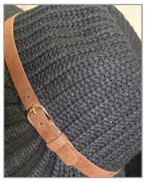 Knit Belt Band Black Panama Hat