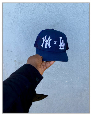 Navy Blue NY x LA Trucker Hat