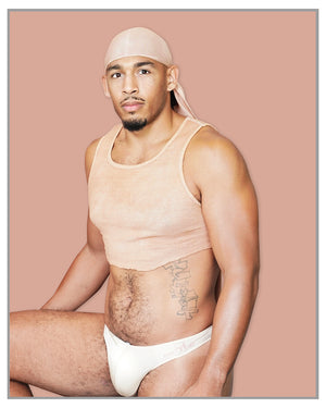 Nude Set Vintage Wash Raw Cut Top With Cheeky Nude G-String Thong