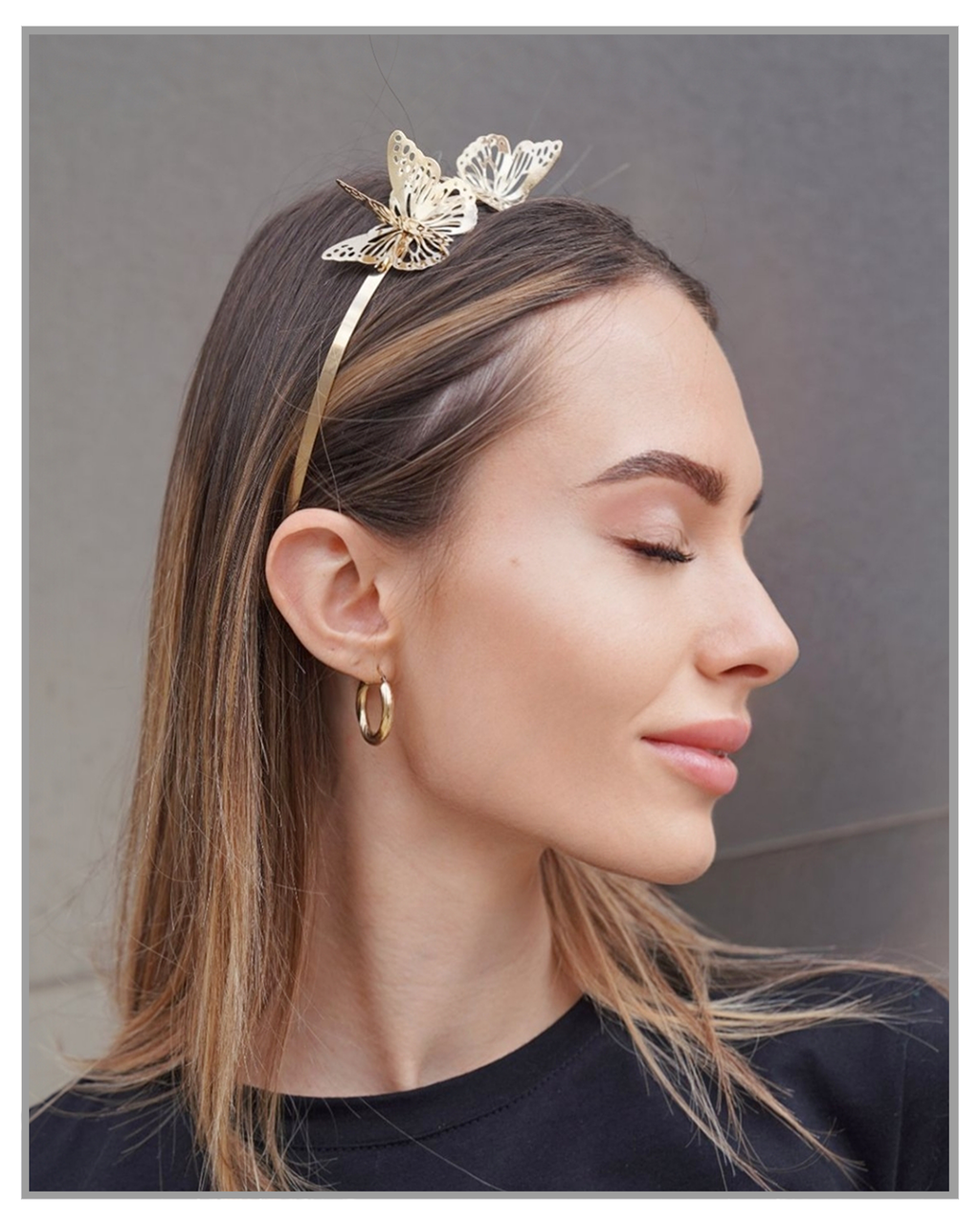 Gold Butterfly Headband - truthBlack