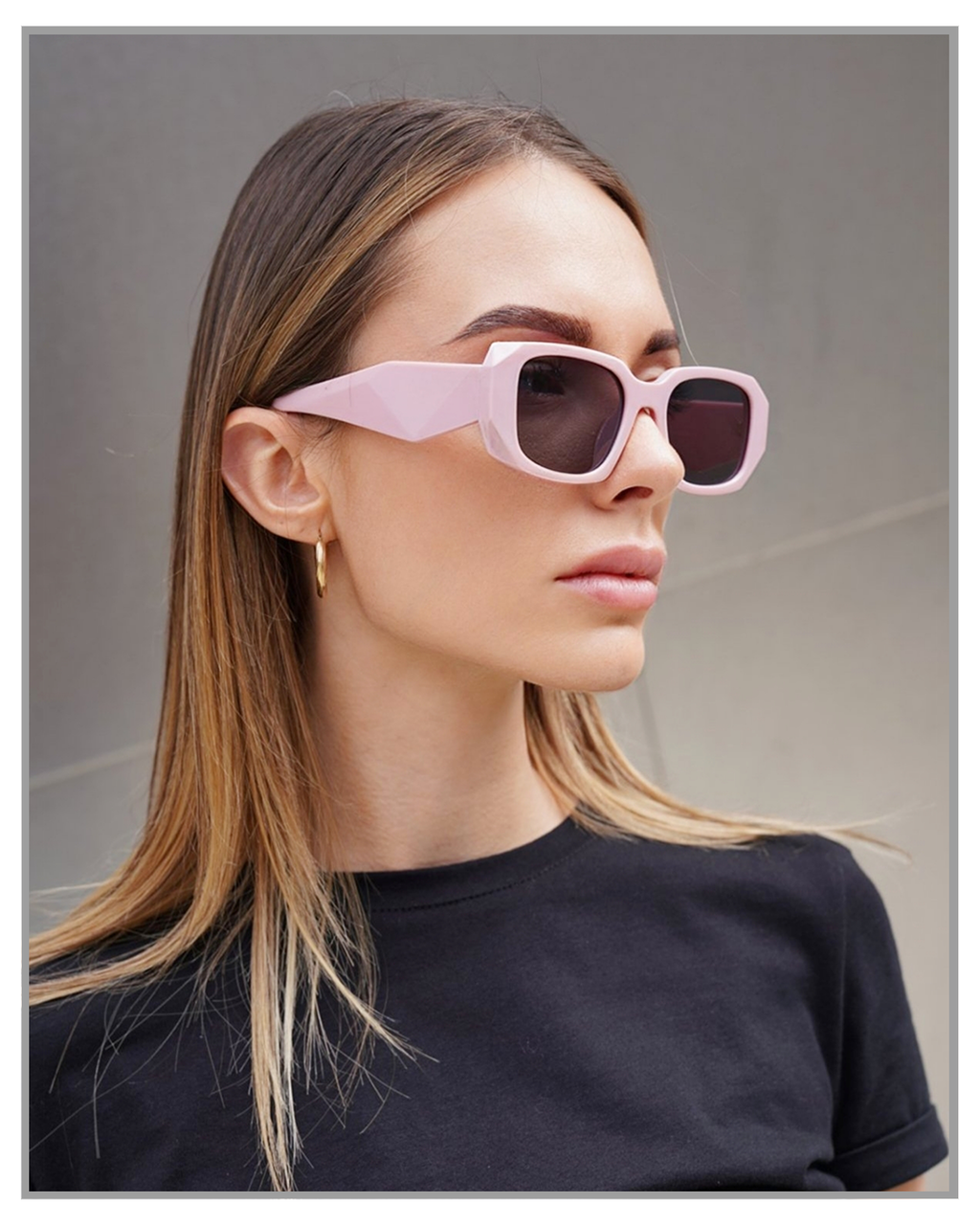Blush Pink Triangle Sunglasses - truthBlack