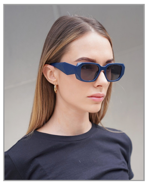 Navy Blue Triangle Sunglasses - truthBlack