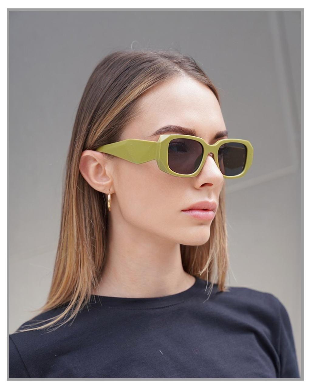 Olive Triangle Sunglasses - truthBlack