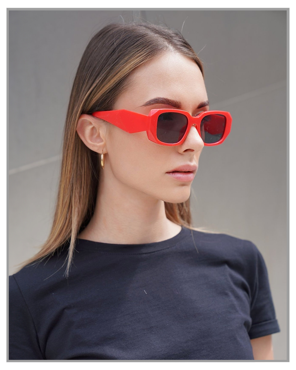 Electric Red Triangle Sunglasses - truthBlack