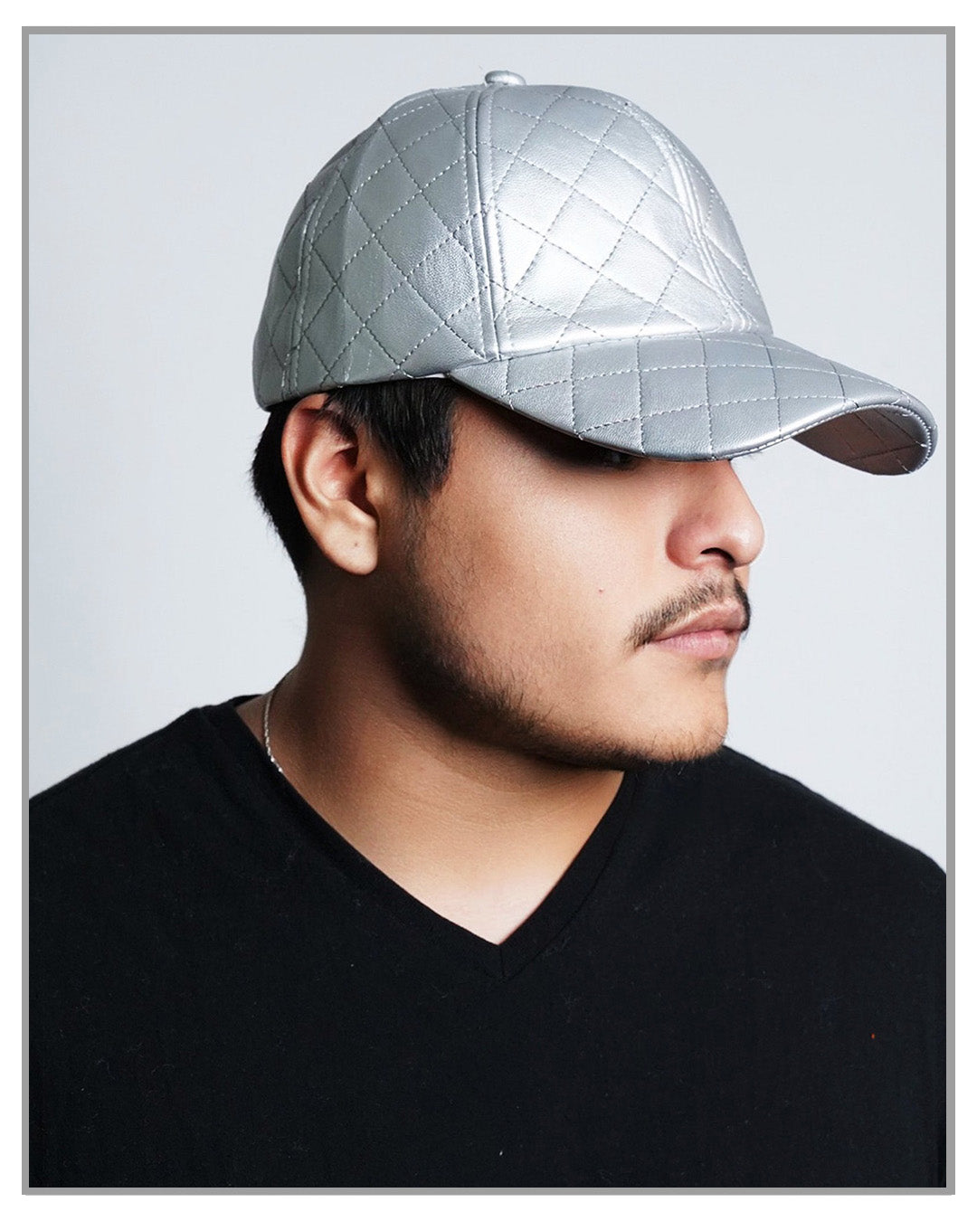 Silver Quilted Baseball Hat