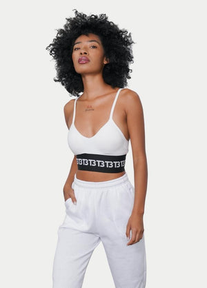 White Logo Sports Bra & Sweatpants Set - truthBlack