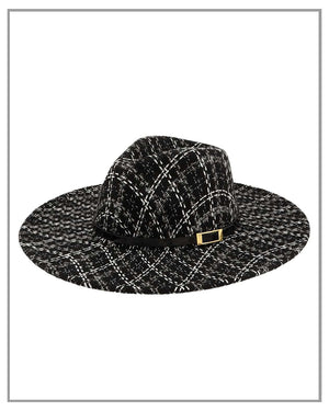 Tweed Black Fedora Hat