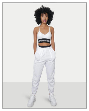 White Logo Sports Bra & Sweatpants Set - truthBlack