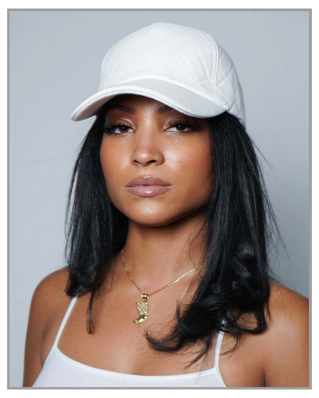 White Quilted Baseball Hat