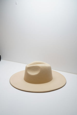 Rose Beige Wide Brim Fedora Hat
