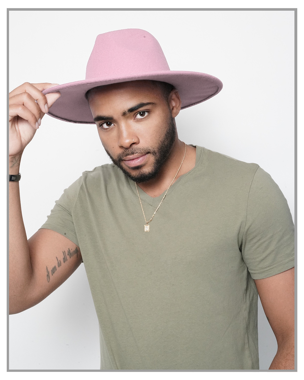 Pink Wide Brim Fedora Hat